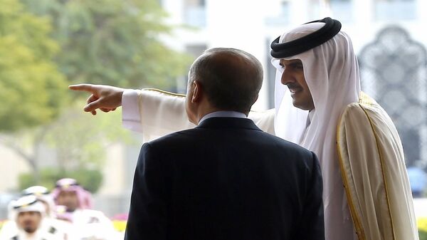 أمير قطر تميم بن حمد آل ثاني مع الرئيس التركي رجب طيب أردوغان - سبوتنيك عربي