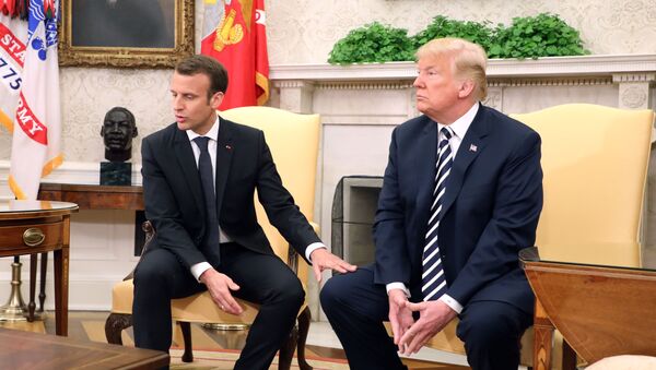 زيارة الرئيس الفرنسي إيمانويل ماكرون إلى واشنطن، الولايات المتحدة الأمريكية، 24 أبريل/ نيسان 2018 - سبوتنيك عربي