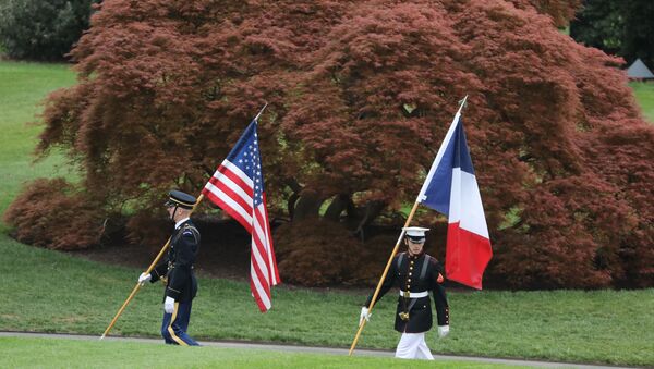 زيارة الرئيس الفرنسي إيمانويل ماكرون إلى واشنطن، الولايات المتحدة الأمريكية، 24 أبريل/ نيسان 2018 - سبوتنيك عربي