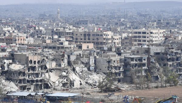 الوضع في سوريا - الجشيش السوري في مخيم يرموك للاجئين الفلسطينيين في ضواحي العاصمة دمشق، سوريا - سبوتنيك عربي
