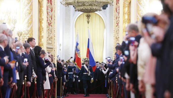 مراسم تنصيب فلاديمير بوتين رئيسا لروسيا، الكرملين، موسكو، روسيا 7 مايو/ أيار 2018 - سبوتنيك عربي