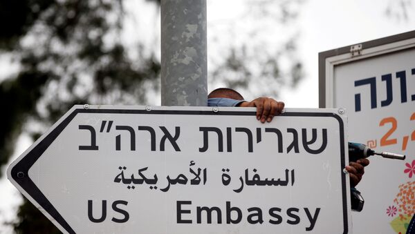 Альт: السفارة الأمريكية الجديدة في القدس، الضفة الغربية 14 مايو/ أيار 2018 - سبوتنيك عربي