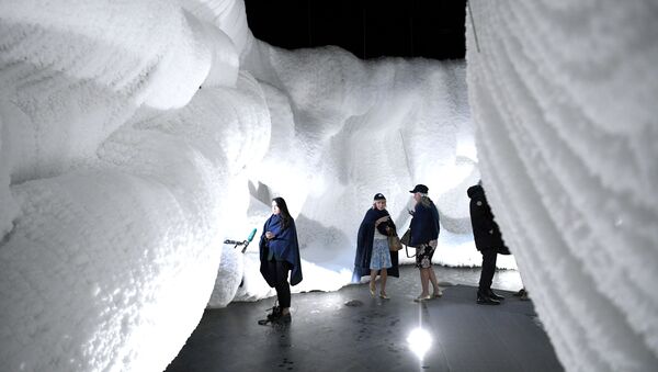 افتتاح الكهف الجليدي في حديقة زارياديا بجوار الكرملين في موسكو - سبوتنيك عربي
