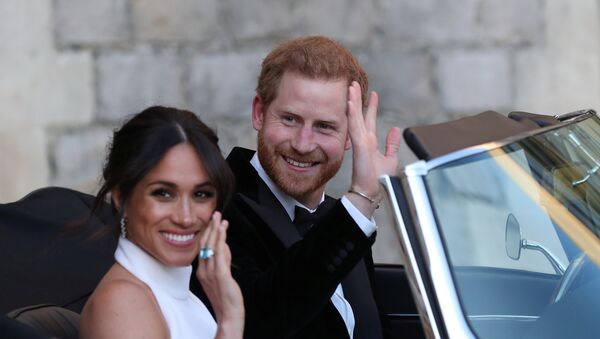 الأمير هاري وعروسه ميغان ماركل في حفل زفافهما الملكي، 19 مايو/أيار 2018 - سبوتنيك عربي