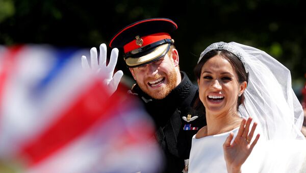 ميغان ماركل ونجل ولي العهد البريطاني الأميرهاري في حفل زفافهما الملكي، 19 مايو/أيار 2018 - سبوتنيك عربي