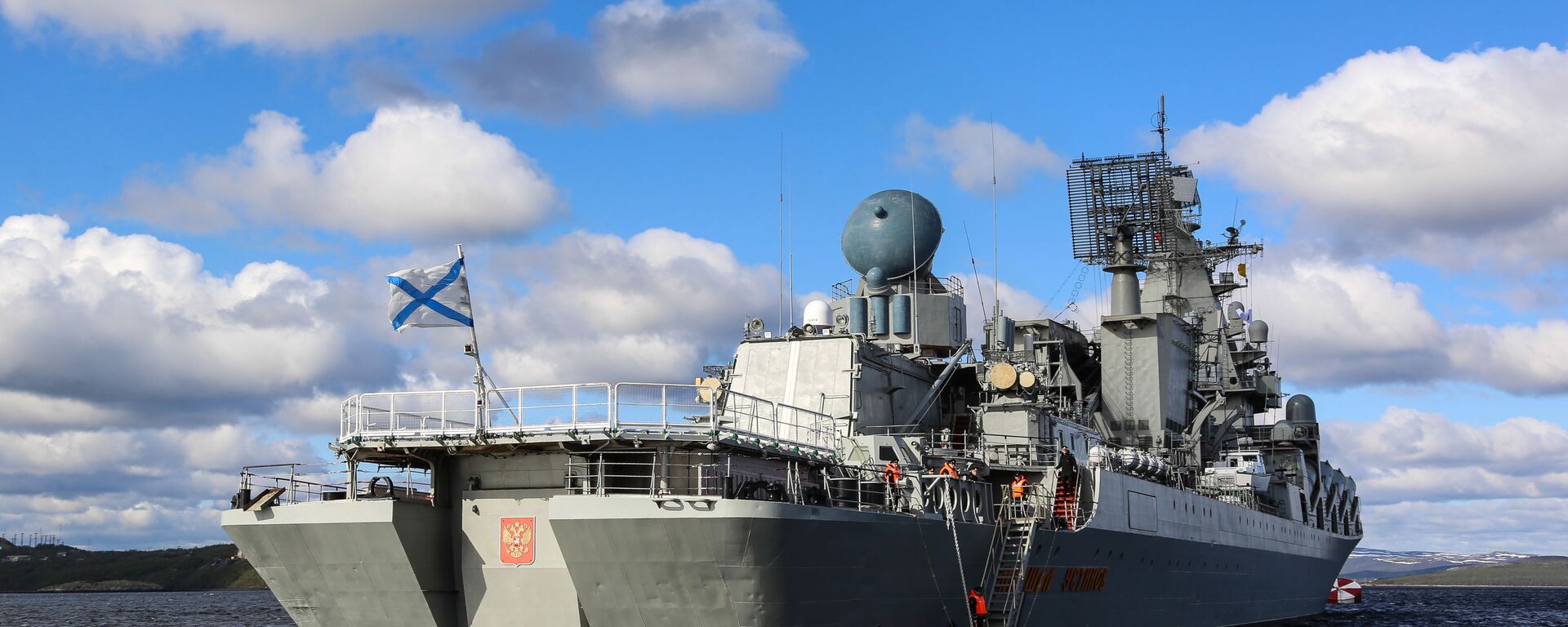 طراد الصواريخ مارشال أوستينوف في التدريبات البحرية كومجا - 2018 في بحر بارنتس - سبوتنيك عربي, 1920, 12.10.2023