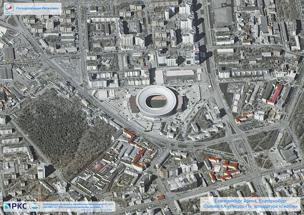 ملعب يكاترينبورغ أرينا أحد ملاعب كأس العالم 2018 من المركبة الفضائية الروسية  Resurs-P - سبوتنيك عربي