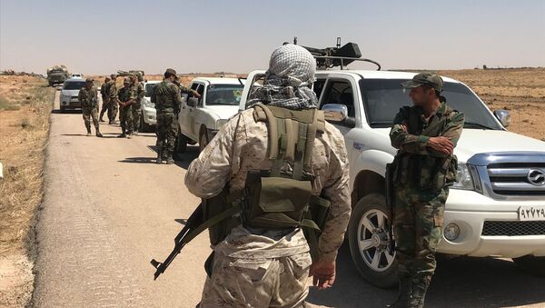 قوات الجيش السوري في محافظة درعا، على الحدود السورية الأردنية، سوريا، الأردن - سبوتنيك عربي