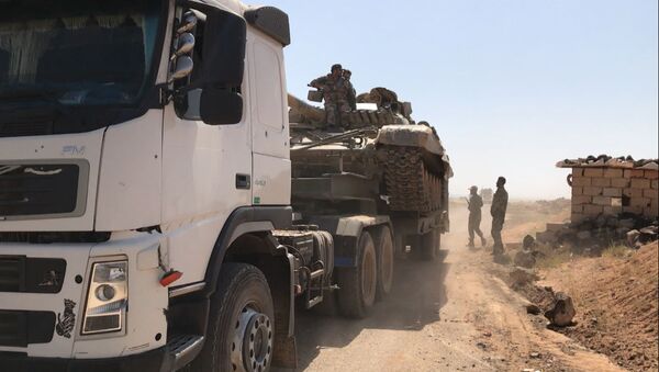 قوات الجيش السوري في محافظة درعا، على الحدود السورية الأردنية، سوريا، الأردن - سبوتنيك عربي
