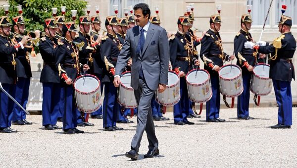 أمير قطر الشيخ تميم بن حمد آل ثاني خلال زيارته إلى فرنسا - سبوتنيك عربي