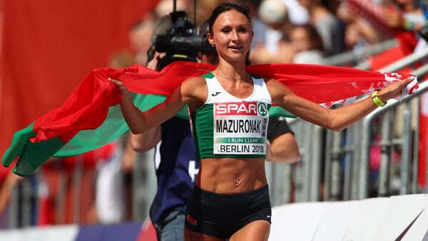 المتسابقة من بيلاروسيا فولها مازوروناك في ماراثون في بطولة أوروبا لألعاب القوى، 12 أغسطس/آب 2018 - سبوتنيك عربي