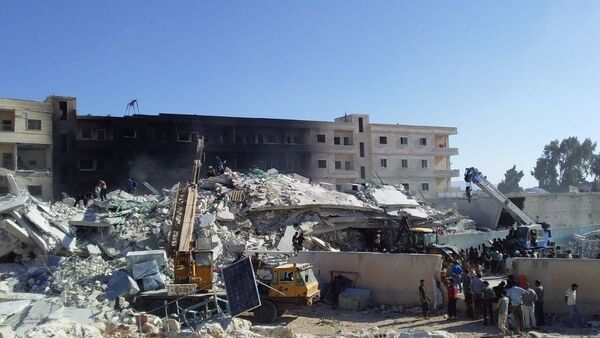 انفجار مستودع ذخيرة للإرهابيين في سرمدا بمدينة إدلب السورية - سبوتنيك عربي