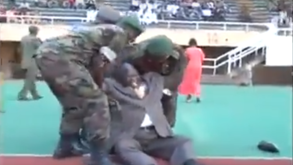 سقوط مروع لوزير الرياضة في الكونغو أثناء إعطائه الإشارة لانطلاق المباراة - سبوتنيك عربي
