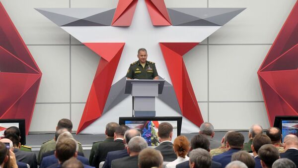 وزيرالدفاع الروسي سيرغي شويغو خلال افتتاح منتدى آرميا 2018 (الجيش 2018 العسكري الدولي الرابع في كوبينكا بضواحي موسكو  - سبوتنيك عربي