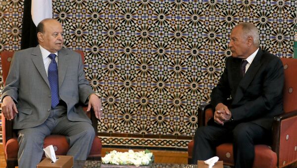 الرئيس اليمني عبد ربه منصور هادي والأمين العام لجامعة الدول العربية أحمد أبو الغيط - سبوتنيك عربي