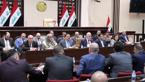 رئيس الوزراء العراقي حيدر العبادي خلال جلسة البرلمان العراقي في بغداد، العراق 8 سبتمبر/ أيلول 2018 - سبوتنيك عربي