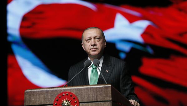 رئيس تركيا رجب طيب أردوغان يلقي خطاب في أنقرة، تركيا 19 سبتمبر/ أيلول 2018 - سبوتنيك عربي