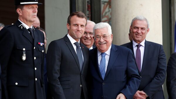 الرئيس الفرنسي، إيمانويل ماكرون،  مع رئيس السلطة الفلسطينية، محمود عباس - سبوتنيك عربي