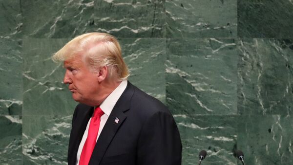 الرئيس الأمريكي دونالد ترامب أمام جمعية الأمم المتحدة، نيويورك 25 سبتمبر/ أيلول 2018 - سبوتنيك عربي