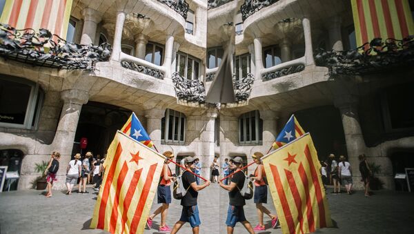 مشاركة فعالية لأنصار استقلال كتالونيا في برشلونة، 11 سبتمبر/ أيلول 2018 - سبوتنيك عربي