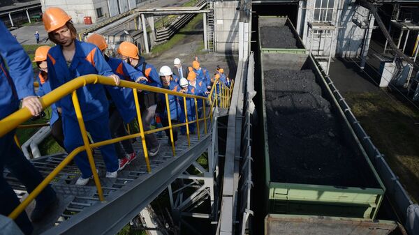 تفريغ الفحم في محطة ريفتينسك الكهروحرارية لشركة إينيل روسيا  - سبوتنيك عربي