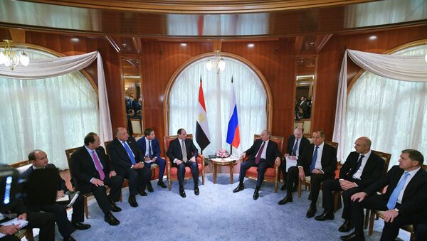 الرئيس الروسي فلاديمير بوتين يلتقي مع نظيره المصري عبدالفتاح السيسي في سوتشي، 17 أكتوبر/ تشرين الأول 2018 - سبوتنيك عربي