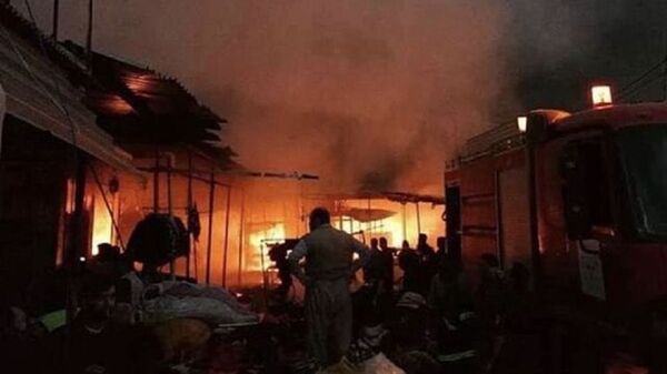 الحريق الذي التهم مئات المحال التجارية في سوق بإقليم كردستان العراق - سبوتنيك عربي
