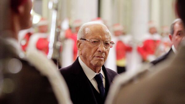Tunisia's new President Beji Caid Essebsi attends the ceremony of transfer of power at the Carthage Palace in Tunis December 31, 2014 - سبوتنيك عربي