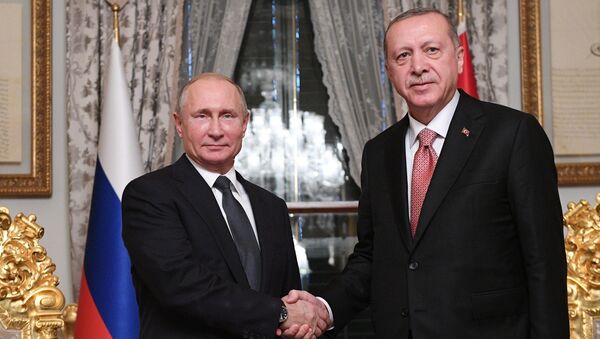 الرئيس الروسي فلاديمير بوتين والرئيس التركي رجب طيب أردوغان خلال اللقاء في اسطنبول، تركيا 19 نوفمبر/ تشرين الثاني 2018 - سبوتنيك عربي
