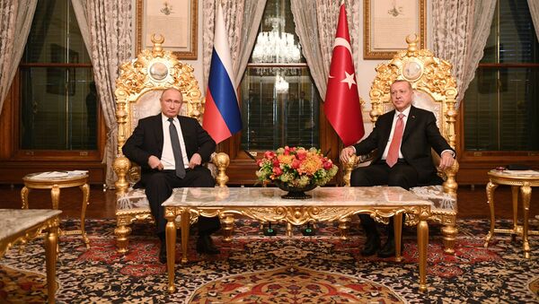 الرئيس الروسي فلاديمير بوتين يلتقي بالرئيس التركي رجب طيب أردوغان في اسطنبول، 19 نوفمبر/ تشرين الثاني 2018 - سبوتنيك عربي