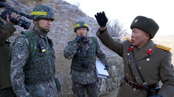 الحدود بين كوريا الجنوبية و كوريا الشمالية - الجنود - الجيش الكوري الجنوبي والشمالي، 12 ديسمبر/ كانون الأول 2018 - سبوتنيك عربي