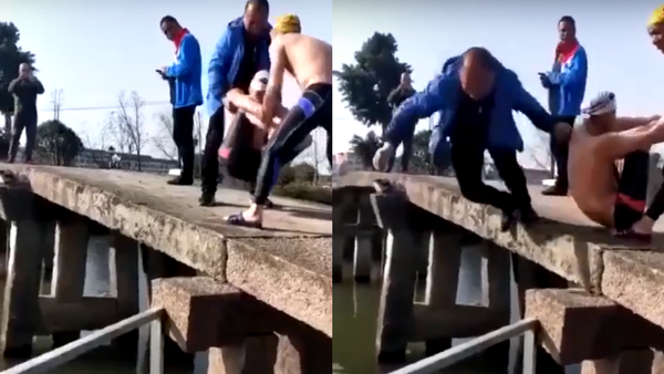 شاهد ماذا حصل لصيني حاول مساعدة سباح على القفز من الجسر - سبوتنيك عربي