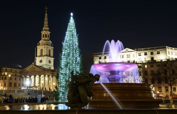 شجرة عيد الميلاد في ميدان ترافالغار في مدينة لندن، إنجلترا، ديسمبر/ كانون الاول 2018 - سبوتنيك عربي