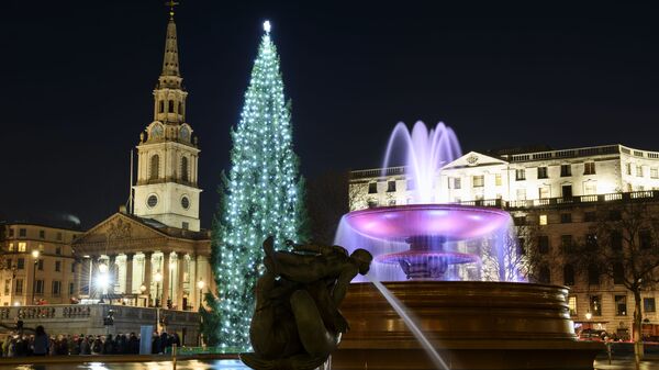  شجرة عيد الميلاد في ميدان ترافالغار في مدينة لندن، إنجلترا، ديسمبر/ كانون الاول 2018 - سبوتنيك عربي