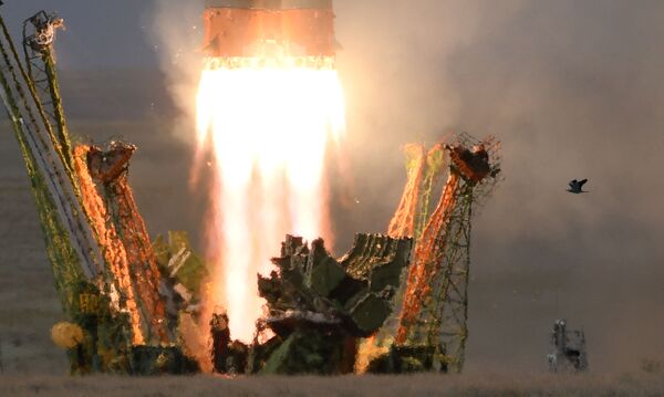 إطلاق صاروخ ناقل سويوز - إف غا تابعة لـ روس كوسموس الروسية من محطة بايكونور - سبوتنيك عربي
