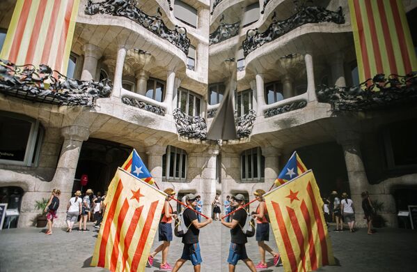 مشاركة فعالية لأنصار استقلال كتالونيا في برشلونة، 11 سبتمبر/ أيلول 2018 - سبوتنيك عربي