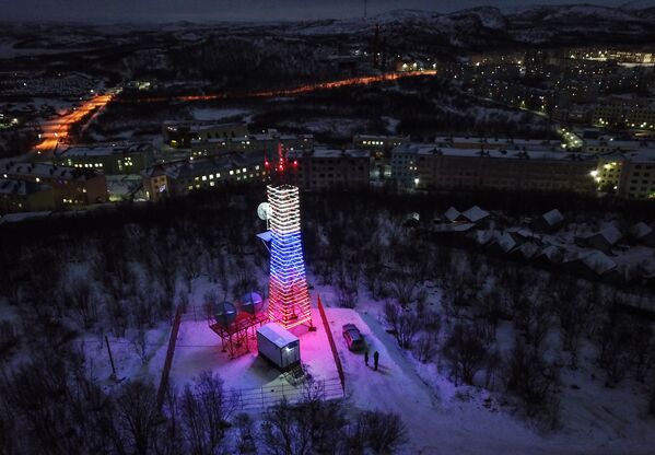 برج أورا في قرية فيديايفو، منطقة مورمانسك الروسية - سبوتنيك عربي