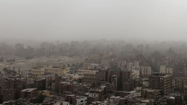 مظهر عام للمباني خلال العاصفة الترابية في القاهرة، 13 يناير/كانون الثاني 2019 - سبوتنيك عربي
