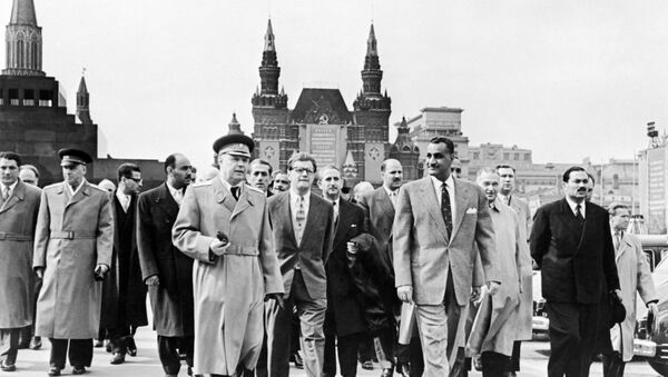زيارة الرئيس المصري جمال عبد الناصر للكرملين في موسكو يوم 4 مايو 1958 خلال زيارته الرسمية للاتحاد السوفييتي - سبوتنيك عربي