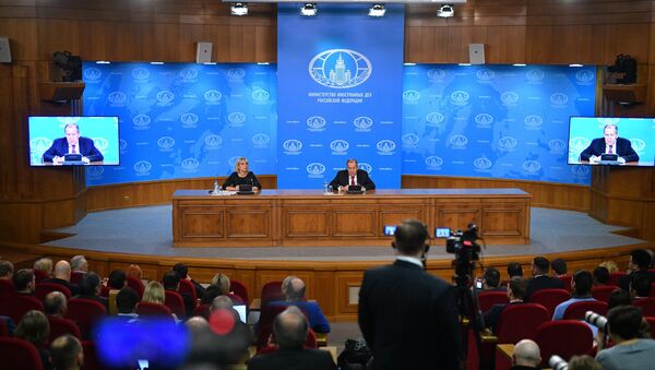 المؤتمر الصحفي السنوي لوزير الخارجية الروسي سيرغي لافروف، 16 يناير/ كانون الثاني 2019 - سبوتنيك عربي