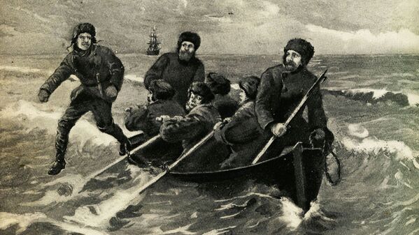 لوحة فنية للنزول الأول على القارة القطبية الجنوبية للعالم النرويجي كارستن بورتشغريفنك (Carsten Borchgrevink, 1895) - سبوتنيك عربي