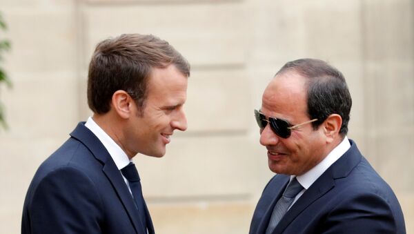 الرئيس الفرنسي إيمانويل ماكرون يستقبل نظيره المصري عبد الفتاح السيسي في قصر الإليزيه في باريس - سبوتنيك عربي