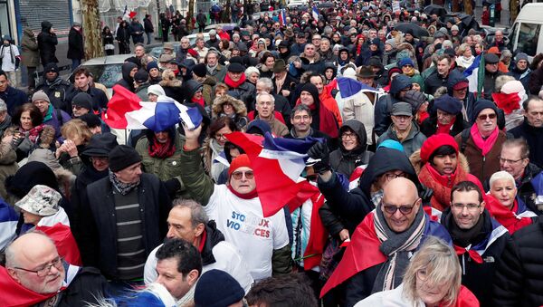 مسيرة الأوشحة الحمراء في باريس، فرنسا 27 يناير/ كانون الثاني 2019 - سبوتنيك عربي