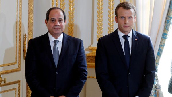 الرئيس الفرنسي إيمانويل ماكرون والرئيس المصري عبدالفتاح السيسي في قصر إلزيه في باريس، فرنسا، 24 أكتوبر/ تشرين الأول 2017  - سبوتنيك عربي