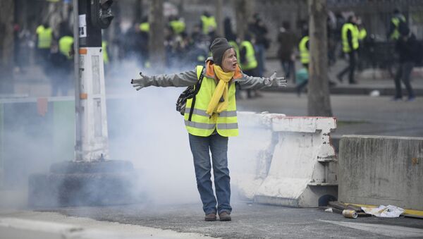 استمرار احتجاجات السترات الصفراء في باريس، فرنسا يناير/ كانون الثاني 2019 - سبوتنيك عربي