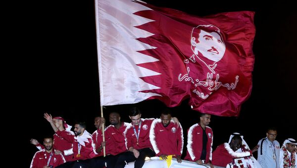 منتخب قطر احتفالا بالفوز بكأس آسيا - سبوتنيك عربي