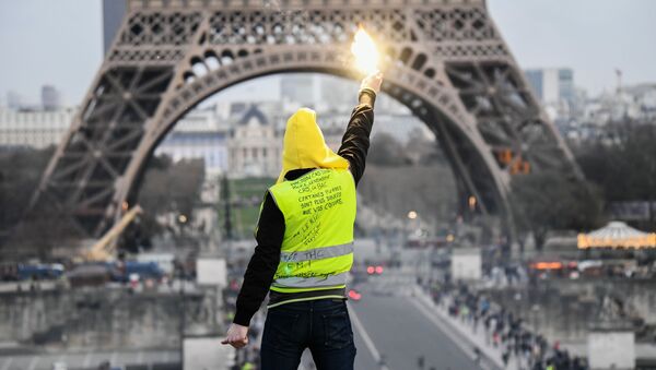 استمرار احتجاجات السترات الصفراء في باريس، فرسنا فبراير/ شباط 2019 - سبوتنيك عربي