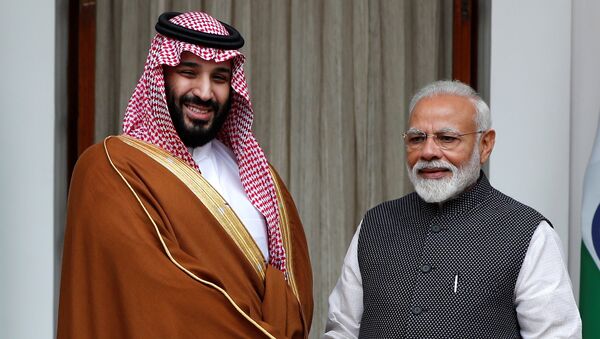 ولي العهد السعودي الأمير محمد بن سلمان، خلال مؤتمر صحفي، مع رئيس الوزراء الهندي ناريندار مودي - سبوتنيك عربي