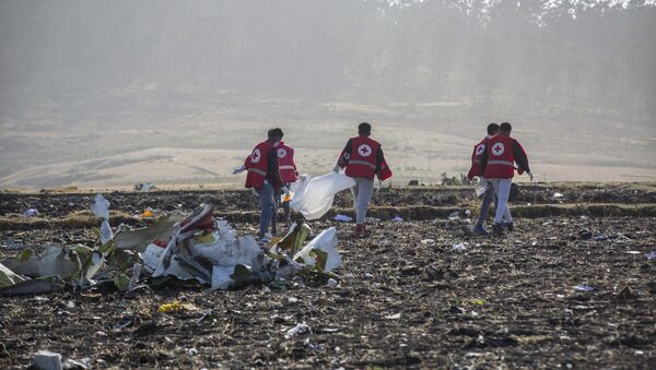 عمال الإنقاذ في موقع تحطم طائرة تابعة للخطوط الجوية الإثيوبية - سبوتنيك عربي