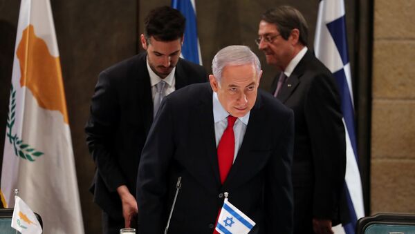 رئيس الوزراء الإسرائيلي بنيامين نتنياهو خلال الاجتماع الرباعي في القدس يوم 20 مارس / آذار 2019 - سبوتنيك عربي
